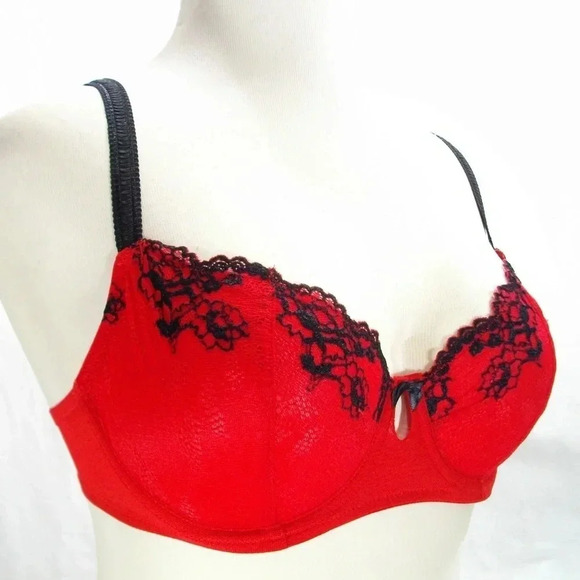 34C‎ Jezebel 10039 Demeure Unlined Balconet UW Bra Red NWT - Picture 3 of 11